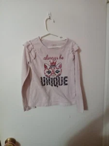 Girls' Cat Graphic Print Long Sleeve Shirt - Picture 1 of 6