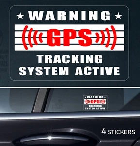 2 WARNING GPS Tracking System Active Transparent Stickers Car Window Reverse - Picture 1 of 2