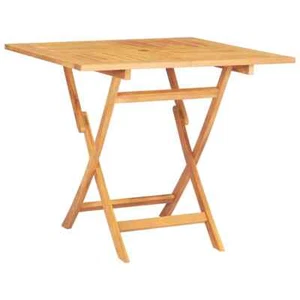 85cm Solid Teak Wood Folding Garden Table Outdoor Dining Table W/ Umbrella Hole - Picture 1 of 8