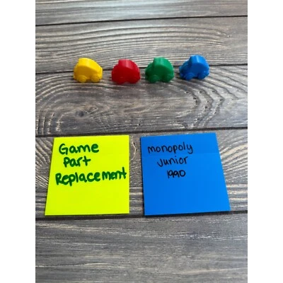 Monopoly Junior 1990 Juego Pieza Repuesto Coche Set - Amarillo Rojo Verde y Azul Foto 1 de 4