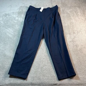Pantalones de vestir LOFT para mujer grandes azul marino carrera plisado pantalón recto elástico - Imagen 1 de 16