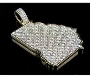 2,00ct Rundschliff Moissanit Georgia Karte Anhänger 14k Weißgold plattiert Silber - Bild 1 von 4