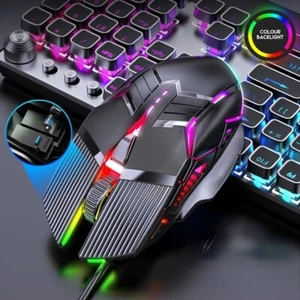 Wired Gaming Mouse 3200DPI Ergonomic USB Mouse Gaming RGB Gamer Mouse 6 Button - Picture 1 of 24
