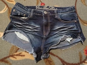 Pantaloncini jeans donna Vanilla Star taglio 7 blu baffi effetto invecchiato elasticizzati - Foto 1 di 4