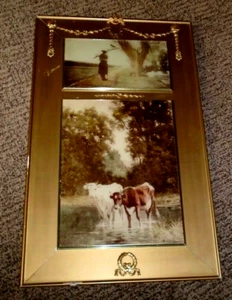 R. Atkinson Fox, Cows, Pond, Trees, Nice Frame with Fancy Brass & 2 Prints 1920s - Picture 1 of 10