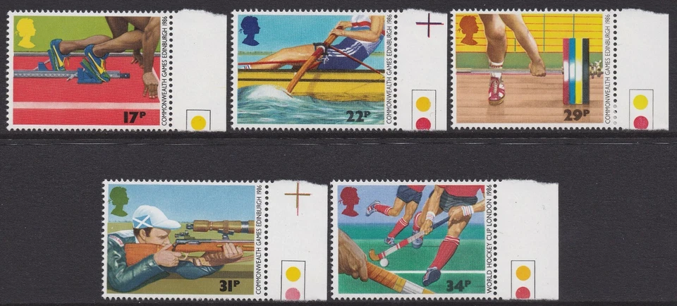 GB UK 1986 Edinburgh Commonwealth Games/World Hockey Cup MNH MUH Set SG1328-1332 - Изображение 1 из 1