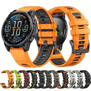 QuickFit 22mm 26mm Silicone Strap For Garmin Fenix 8 7 Solar/6X 6 5 5X Plus Band - Picture 1 of 19