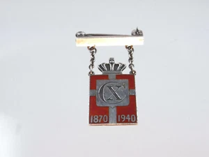 Schöne antike Georg Jensen Konge Emaille Brosche 925 Silber Dänemark 1940 - Bild 1 von 10