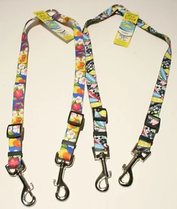 Dog Leash Dual Coupler Nylon Adjustable MEDIUM 2pk Love Birds Surf Boards - Picture 1 of 3