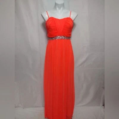 Jodi Kristopher Elegant Chiffon Gown 9 Long Formal Dress Rhinestone Waist Prom  - Image 1 of 4