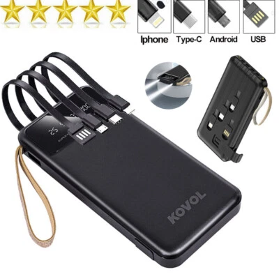 Power Bank 20000mAh mit Kabel Powerbank USB-C Schnelllade Externe Handyakku - Bild 1 von 4