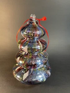 "Adorno de árbol de vidrio artístico grande de 7,5"" de alto colorido" - Imagen 1 de 14