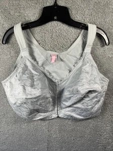 46G Comfort Choice Grayish Blue Embroidered Lace Front Closure Wireless Bra - Picture 1 of 8