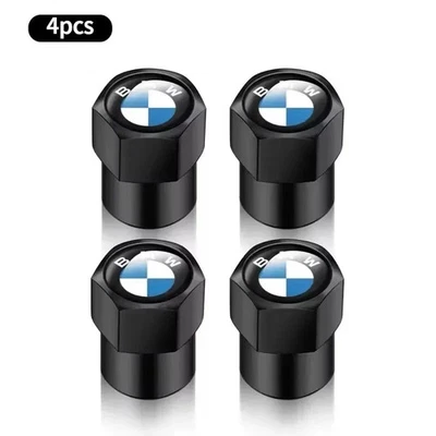 BMW BRAND NEW 4x Black Dust Caps Tyre Valve Caps Logo 1, 2, 3, 4, 5, 6 Series - Image 1 of 4