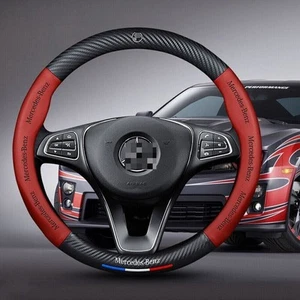 15" Steering Wheel Cover Genuine Leather For Mercedes-Benz Black New - Picture 1 of 10