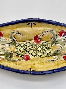 Stunning Vintage Hand Painted Ceramic Butter Trinket Dish By Posey Bacopoulos - Picture 1 of 7