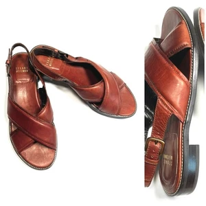 NUOVI sandali Stuart Weitzman taglia 8,5M pelle marrone minimalista - Foto 1 di 8