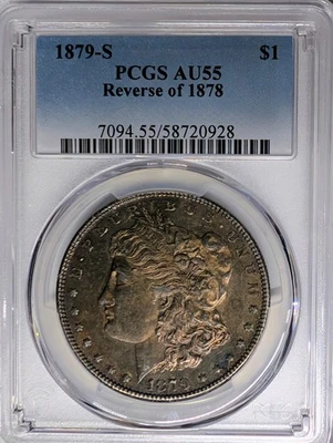 1879 S Reverse of 78 AU55 PCGS Morgan PL toned reverse - Image 1 of 3