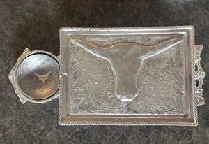 Bandeja de platos de aluminio hecha a mano rara para diseños de Golán diseño Longhorn decoración vintage - Imagen 1 de 10