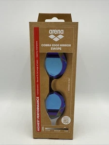 Lunettes de natation Arena bord cobra miroir balayage bleu-argent-noir NEUF ! Lentille anti brouillard - Photo 1/3