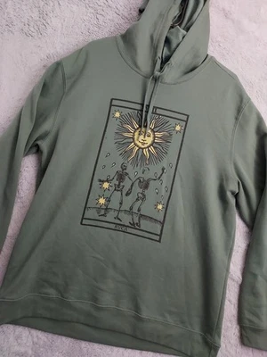 RVCA Hoodie Mens Large Green Fleece Graphic Print Surfer Skater Drawstring L - Image 1 of 4