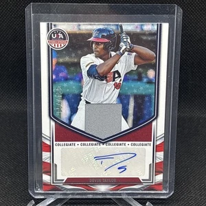 DEVIN TAYLOR 2025 Panini Estrellas y Rayas EE. UU. Béisbol AUTO Reliquia #'d/199 1ª Rd - Imagen 1 de 3