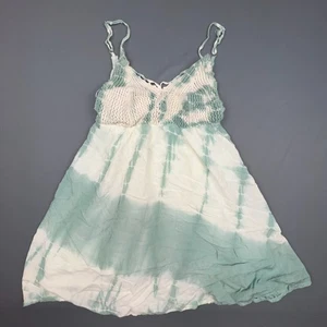 Ocean Drive Dress Womens M Green White Tie Dye Boho Strappy Summer Beach Empire - Picture 1 of 7
