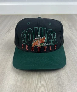 Vintage 1994 Seattle SuperSonics Sonics Black Snapback Hat Cap RARE 90s NBA - Picture 1 of 12