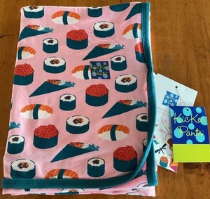 Kickee Pants Swaddling Blanket Lotus Sushi Print Bamboo 28” X 38” Washable NWT - Picture 1 of 2
