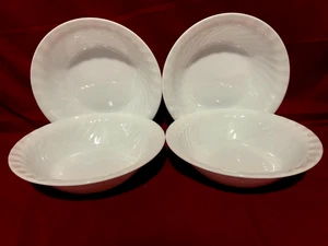 Corelle Verbesserungen Weiß Wirbel 4er Set Müsli/Suppenschüsseln 7 1/4" USA - Bild 1 von 2
