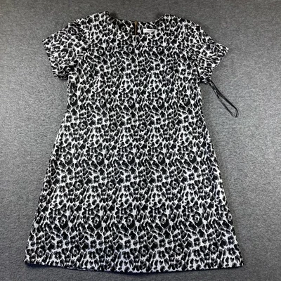 Calvin Klein Dress Womens Plus 14W Black Shift Short Sleeve Leopard Modern Chic - Image 1 of 4
