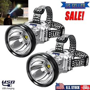 Paquete de 2-20 USB recargables 3 modos LED faro faro linterna - Imagen 1 de 12