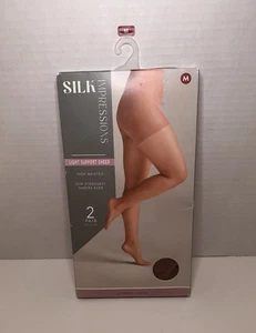 Silk Impressions Sheer Pantyhose 2 Pack Size M Cocoa 20 Denier - Picture 1 of 1