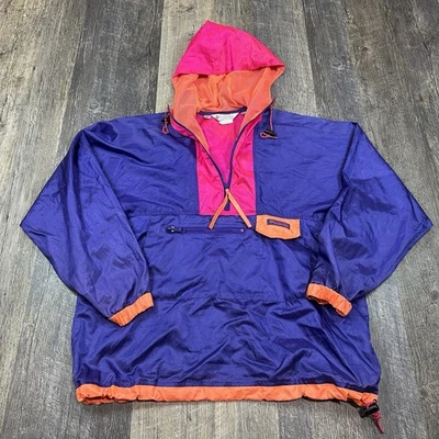 Pullover cortavientos vintage Columbia de nailon 1/4 cremallera chaqueta para mujer M retro púrpura Foto 1 de 4