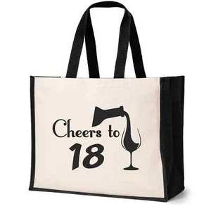 Cheers To 18 Tote Bag 18th Birthday Gift Ladies Canvas Shopper - Picture 1 of 6