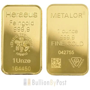 1oz Gold Bars (Pre Owned) - Picture 1 of 3
