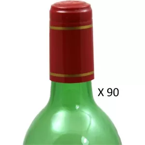 WINE BOTTLE HEAT SHRINK CAPSULES FOILS HOME BREW TOPS SHRINK CAPS 90'S RED/GOLD - Picture 1 of 7