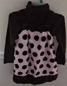 Gymboree 6 Girls Jumper Dress Turtleneck VGUC brown pink polka dots fall winter - Picture 1 of 1