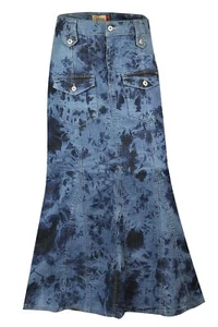 Clove Jeans A Line Womens Blue Grey Tie Dye Pencil Maxi Skirt Plus Size 10-24 - Picture 1 of 9