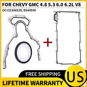 ✅BS40640 Rear Main Seal & OS30693R Oil Pan Gasket For Chevy GMC 4.8 5.3 6.0 6.2L - Picture 1 of 12