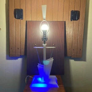Modernist Lucite Lamp by Moss Lighting Co 1950’s White /Clear Base illuminates - Picture 1 of 23