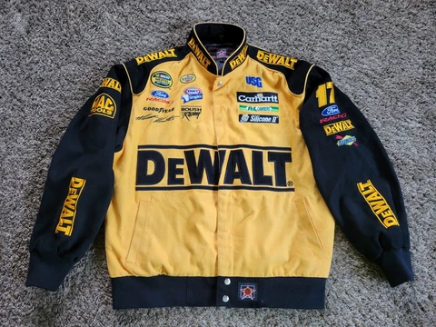 *Rare* DeWALT Racing Matt Kenseth Jacket JH Design Vintage NASCAR  Mens L Yellow Cover
