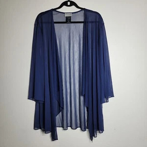 Catherines blaues Oberteil vorne offen Übergröße 32 W transparent leicht Mesh Stretch - Bild 1 von 5