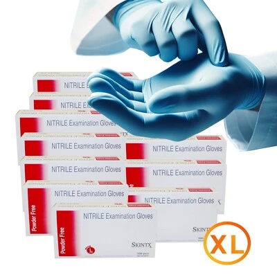 10 Boxes - XL - Medical Blue Nitrile Exam Dental Powder Free Disposable Gloves - Image 1 of 4