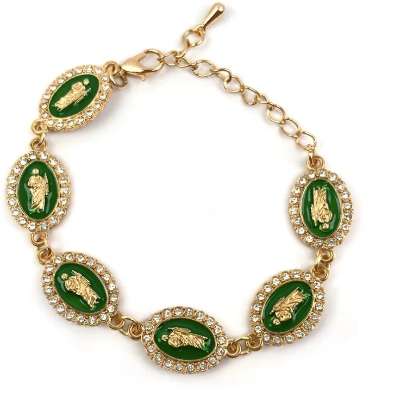 18K золото покрытием зеленый St. Jude сплава с кристаллами браслет - Изображение 1 из 1