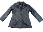 Oscar Piel Women's Medium 100% Leather Coat Jacket Removable Lining Black