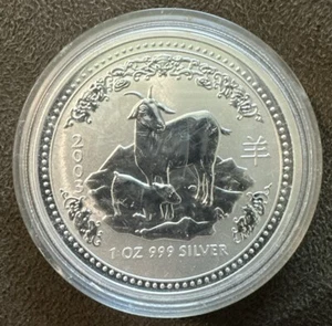 2003 Australia Lunar Year Of The Goat 1$ Silver Proof Coin - Picture 1 of 3