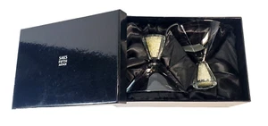 Saks Fifth Avenue Two Martini Glasses Golden Crystals In Base New in Box - Picture 1 of 5