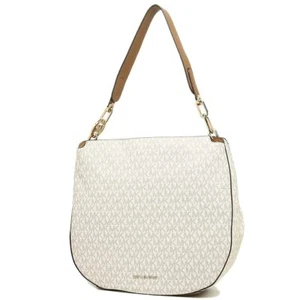 Michael Kors Fulton Large Twill Handbag Hobo Shoulder Bag Vanilla - Picture 1 of 4