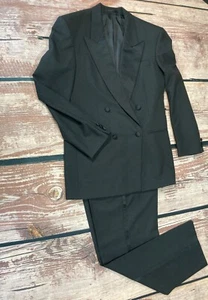 St Michael Mens Dinner Suit Tuxedo Black Wool Blend Jacket 38L Trousers W34xL31" - Picture 1 of 16